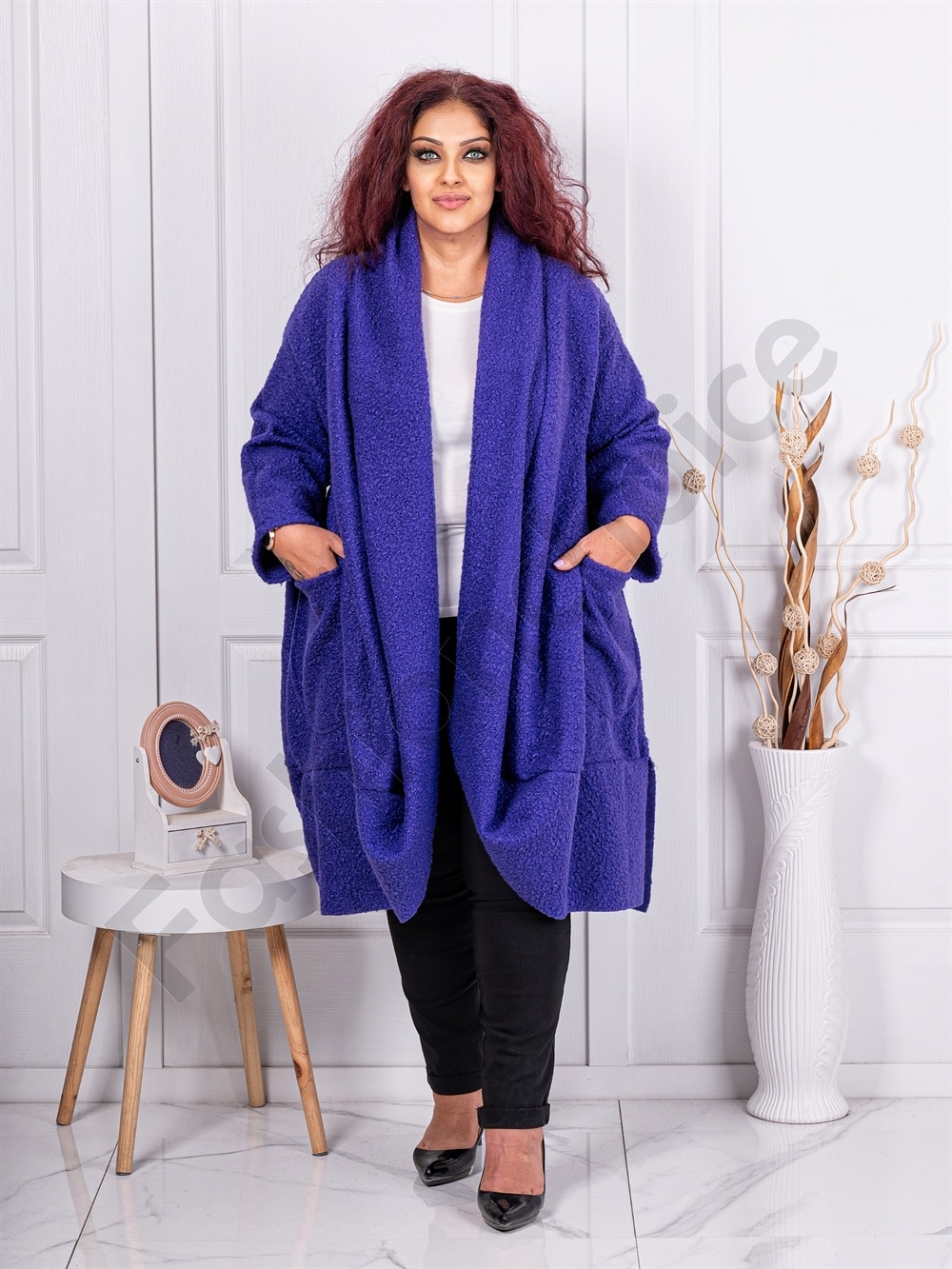 Plus size παλτό μπουκλέ-λιλά-κωδ 1752-3