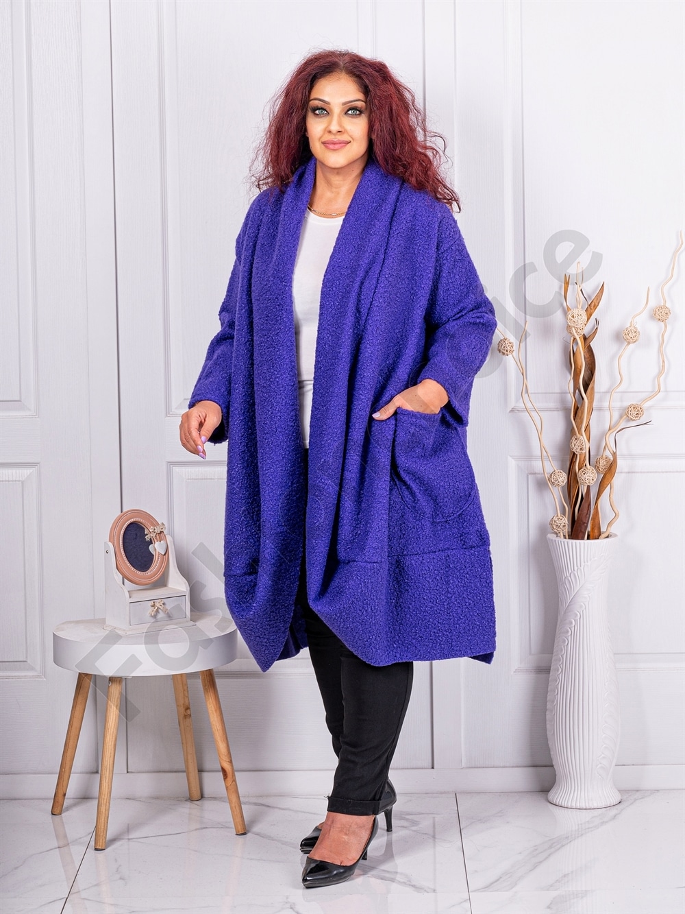 Plus size παλτό μπουκλέ-λιλά-κωδ 1752-3