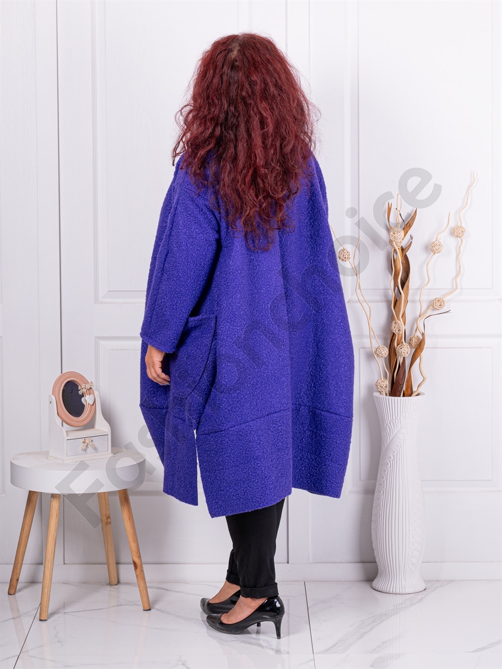 Plus size παλτό μπουκλέ-λιλά-κωδ 1752-3