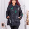 Plus size μπουφάν με μοτίβα-μαύρο-κωδ 63019