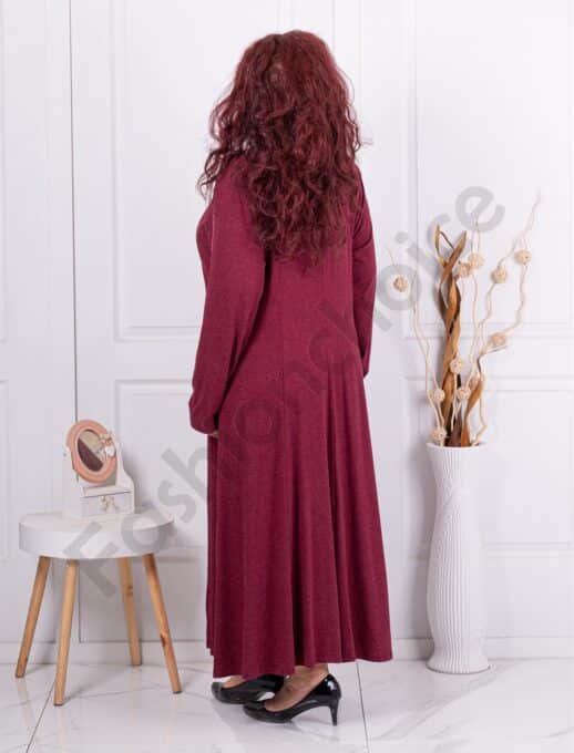 Plus size ανκορά φόρεμα με δώρο κολιέ-μπορντό-κωδ 6085А-1
