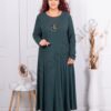 Plus size ανκορά φόρεμα με δώρο κολιέ-πράσινο-κωδ 6085А-2