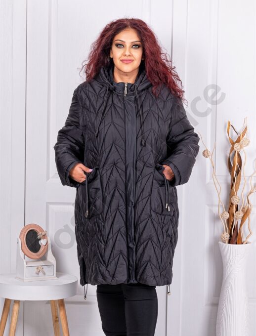 Plus size καπιτονέ μπουφάν-μαύρο-κωδ 71307-1