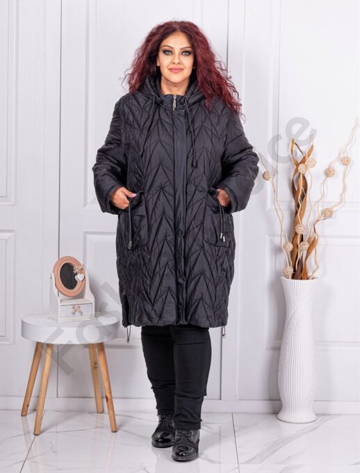 Plus size καπιτονέ μπουφάν-μαύρο-κωδ 71307-1