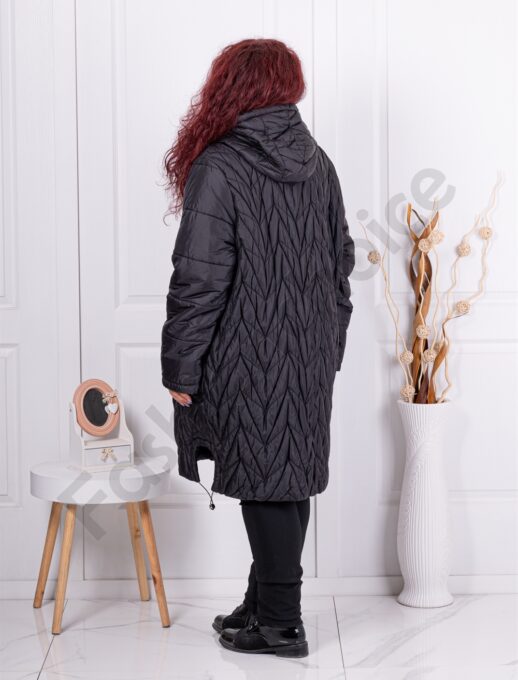 Plus size καπιτονέ μπουφάν-μαύρο-κωδ 71307-1