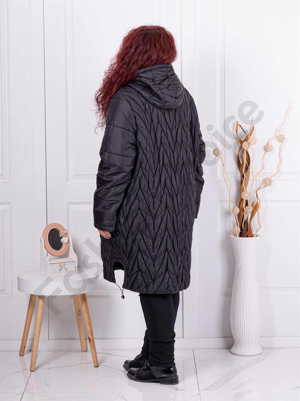 Plus size καπιτονέ μπουφάν-μαύρο-κωδ 71307-1
