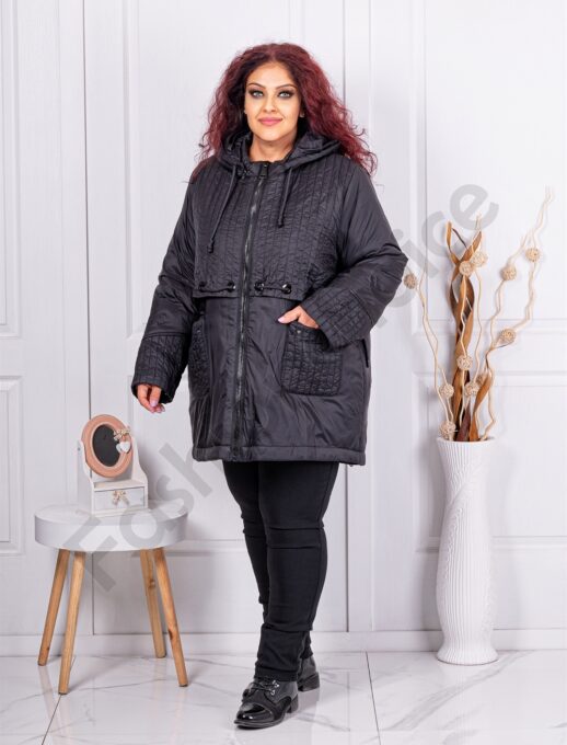 Plus size καπιτονέ μπουφάν-μαύρο-κωδ 63034