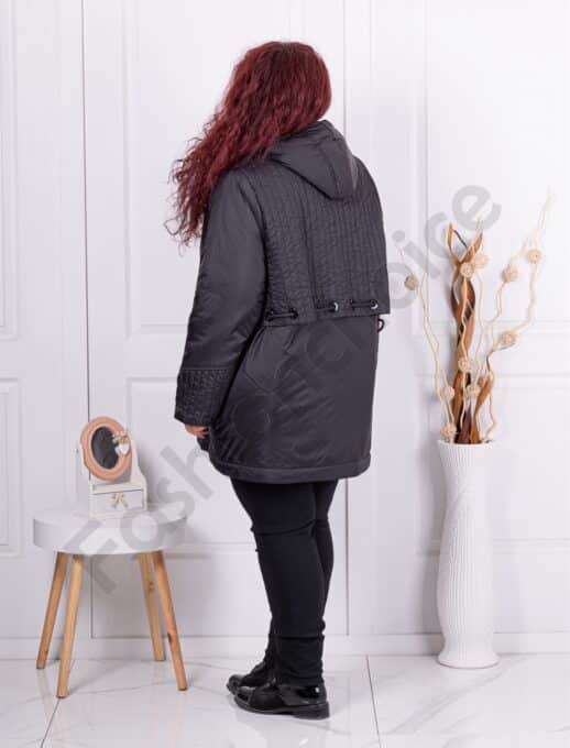Plus size καπιτονέ μπουφάν-μαύρο-κωδ 63034