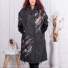 Plus size μακρύ μπουφάν με σχεδία και επιγραφές-κωδ 10481