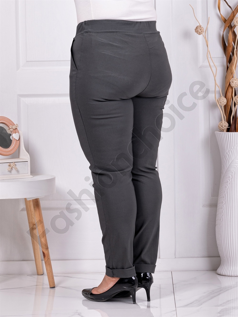 Plus size παντελόνι Push up ελαστικό-σκούρο πράσινο-κωδ 24348-12