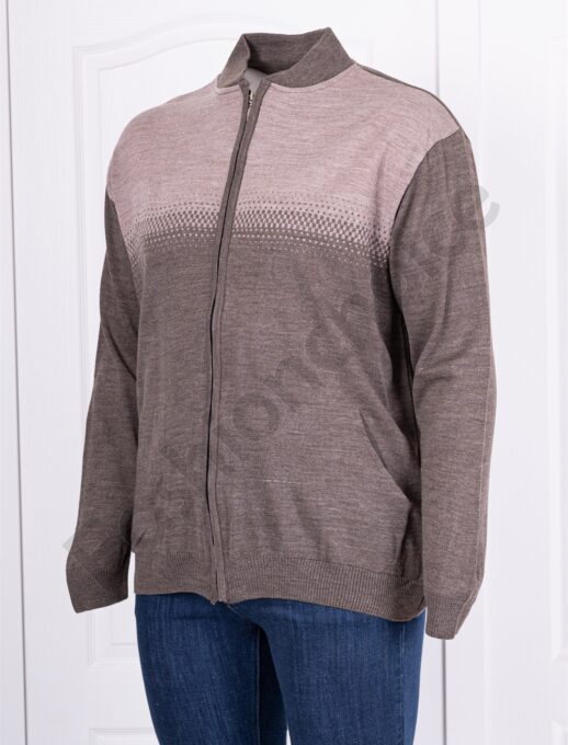 Plus size ανδρική πλεκτή ζακέτα-καφέ-κωδ 491-2