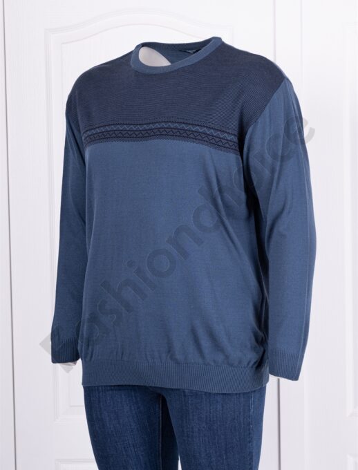 Plus size ανδρική πλεκτή μπλούζα-μπλε-κωδ 340-3