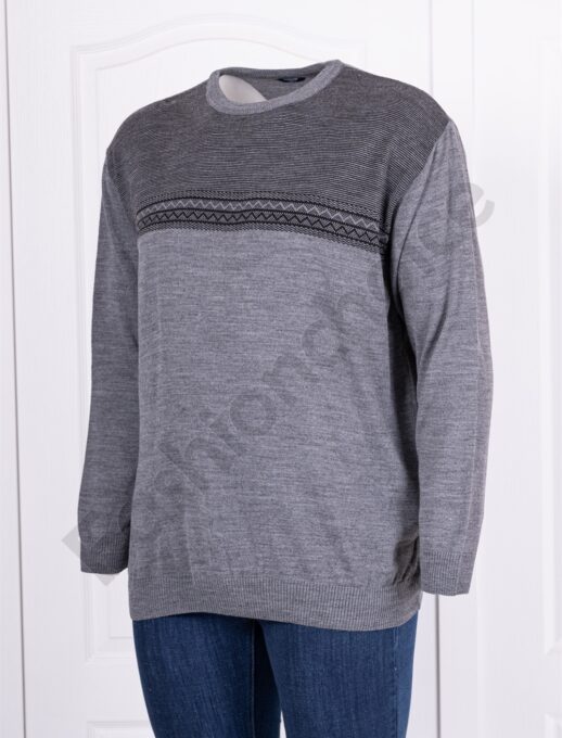 Plus size ανδρική πλεκτή μπλούζα-γκρι-κωδ 340-1