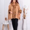 Plus size βελούδινα κάπα με γούνα-καμηλό-κωδ 3356-2