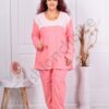 Plus size βαμβακερή πιτζάμα-ροζ-κωδ 11526