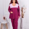 Plus size βαμβακερή πιτζάμα-ματζέντα-κωδ 11526-1