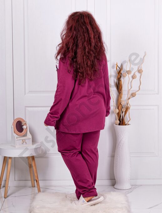 Plus size βαμβακερή πιτζάμα-ματζέντα-κωδ 11526-1
