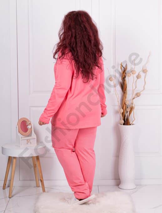 Plus size βαμβακερή πιτζάμα με φλοράλ τύπωμα-κωδ 11506