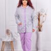 Plus size βαμβακερή πιτζάμα με κούμπωμα μπροστά-λιλά-κωδ 11104