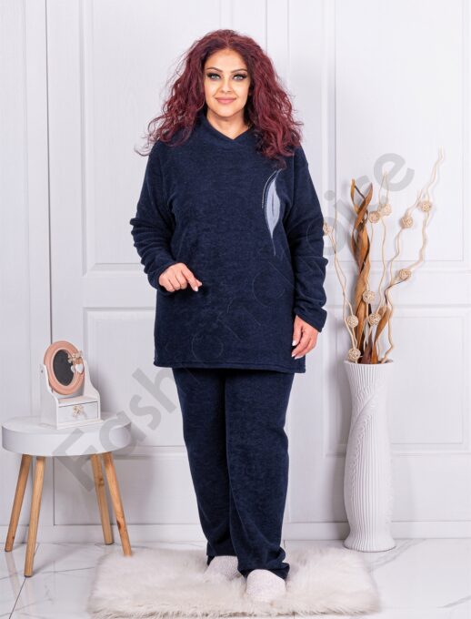 Plus size ζεστό σετ Teddy Bear-μπλε σκούρο-κωδ 61137-1