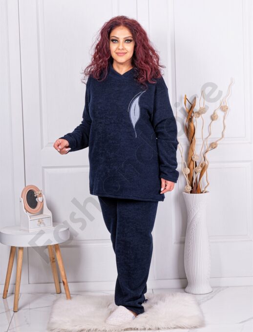 Plus size ζεστό σετ Teddy Bear-μπλε σκούρο-κωδ 61137-1