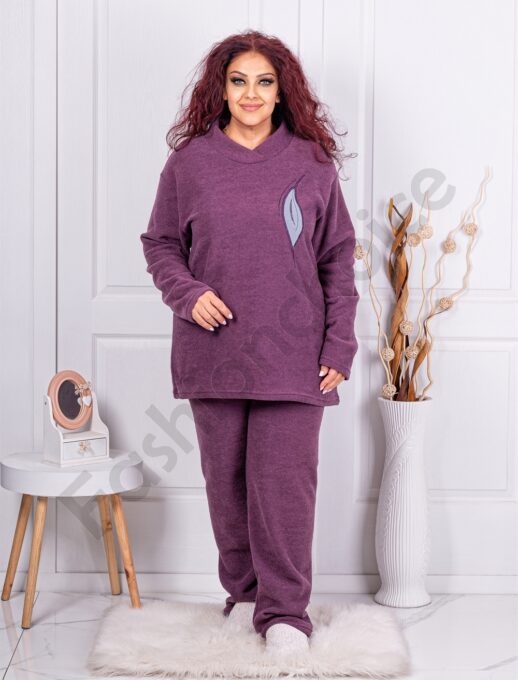 Plus size ζεστό σετ Teddy Bear-λιλά-κωδ 61137-2