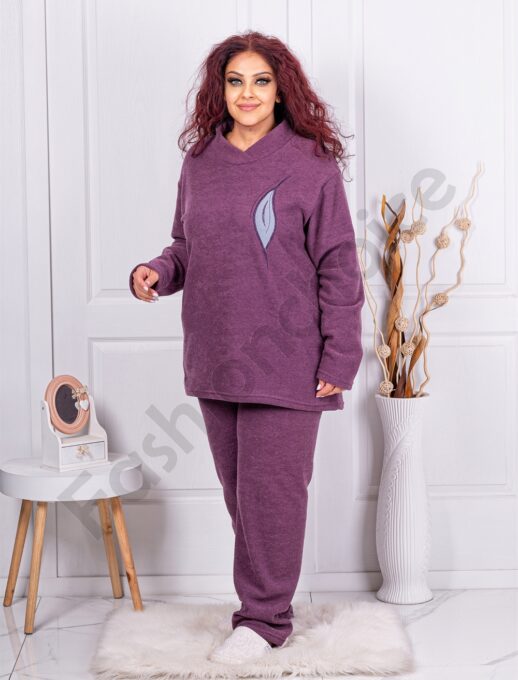 Plus size ζεστό σετ Teddy Bear-λιλά-κωδ 61137-2