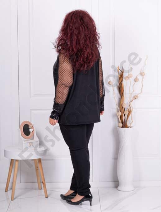 Plus size μπλούζα με παγιέτες και τούλι-κωδ 241426