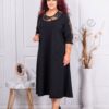 Plus size κομψό φόρεμα με δαντέλα-μαύρο-κωδ 24345