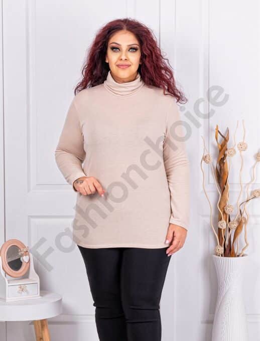 Plus size μπλούζα ζιβάγκο-μπεζ-κωδ 1002-13