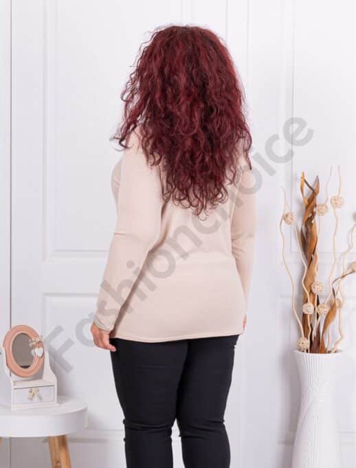 Plus size μπλούζα ζιβάγκο-μπεζ-κωδ 1002-13