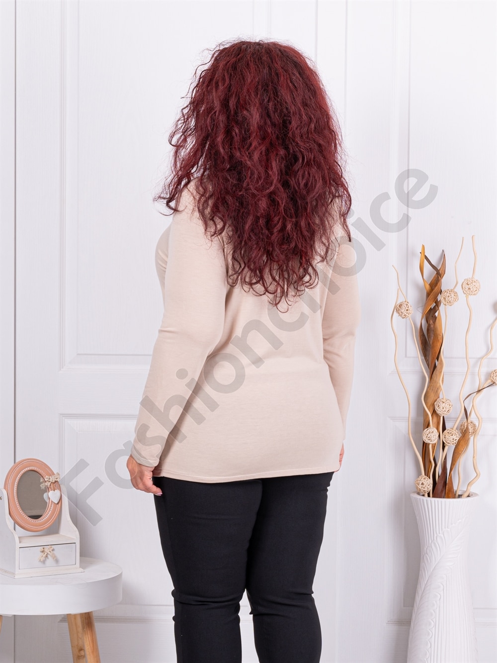 Plus size μπλούζα ζιβάγκο-μπεζ-κωδ 1002-13