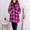 Plus size παλτό με μοτίβο πιε-ντε-πουλ-φούξια-κωδ 1628