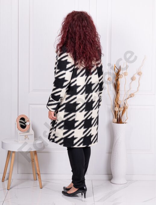 Plus size παλτό με μοτίβο πιε-ντε-πουλ-εκρού-κωδ 1628-2