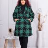 Plus size παλτό με μοτίβο πιε-ντε-πουλ-πράσινο-κωδ 1628-3