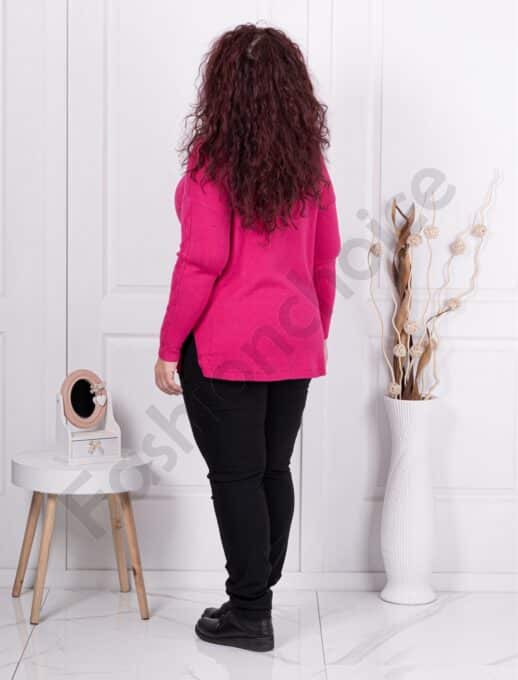 Plus size πλεκτή μπλούζα ζιβάγκο-φούξια-κωδ 81002-1