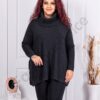 Plus size πλεκτή μπλούζα ζιβάγκο-μαύρο-κωδ 127