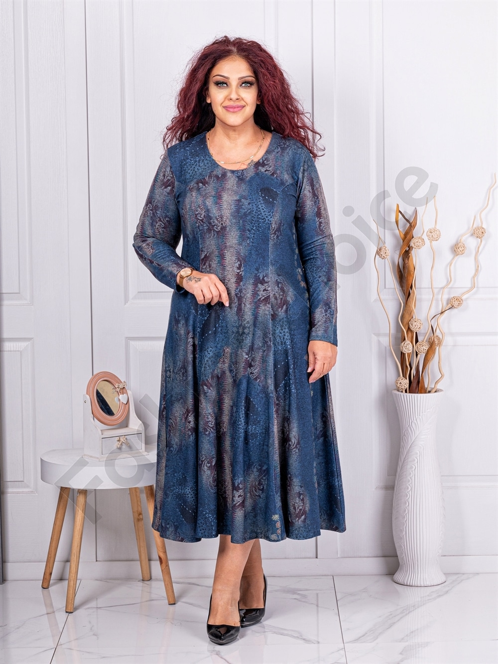 Plus size ανκορά φόρεμα-μπλε-κωδ 24353-2
