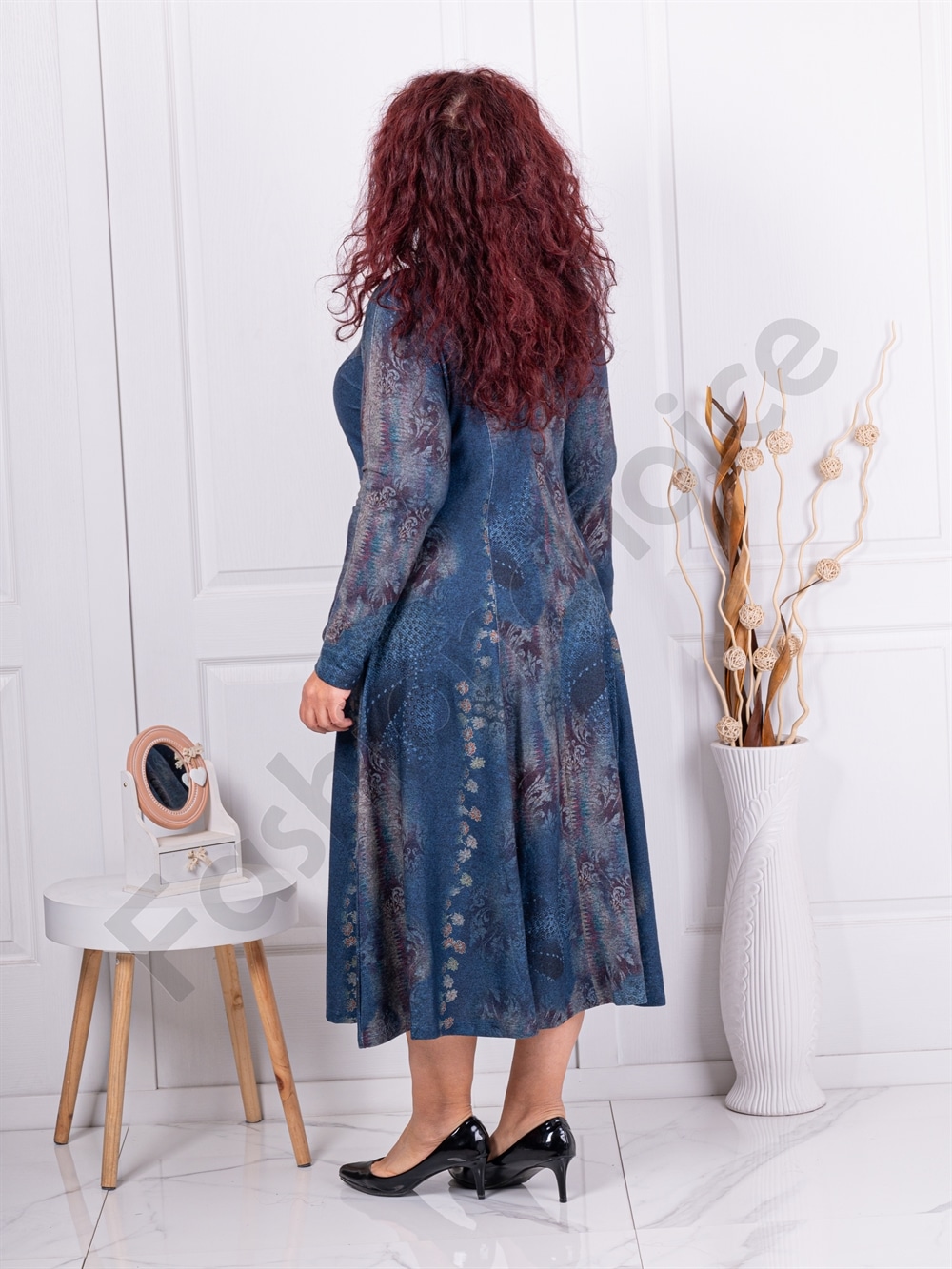 Plus size ανκορά φόρεμα-μπλε-κωδ 24353-2