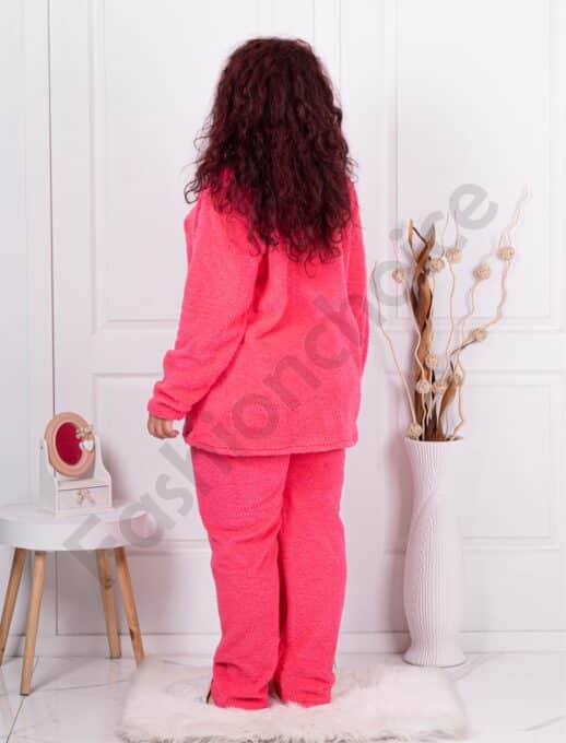 Plus size Fleece σετ με χαριτωμένο απλικέ-κοραλί-κωδ 71138-1