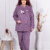 Plus size Fleece σετ με χαριτωμένο απλικέ-λιλά-κωδ 71138-2