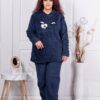 Plus size Fleece σετ με χαριτωμένο απλικέ-μπλε σκούρο-κωδ 71138