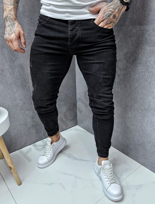 Ανδρικό τζιν παντελόνι Skinny Fit /33-40/-μαύρο-κωδ 7723