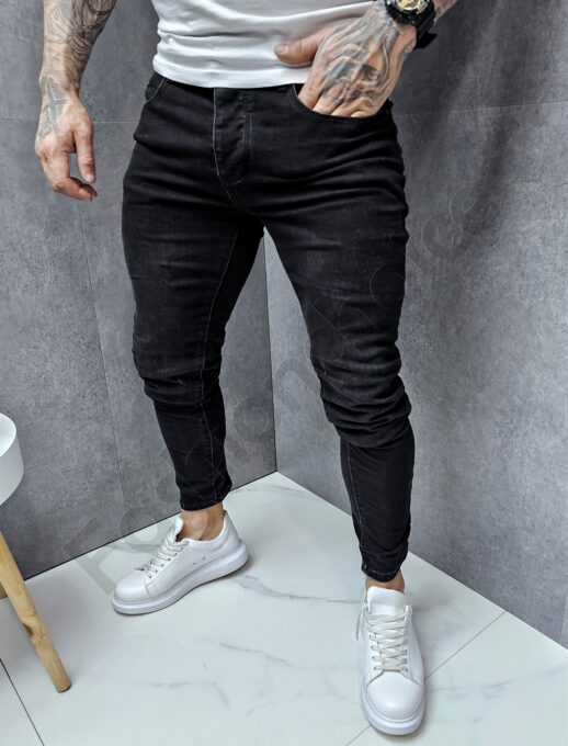 Ανδρικό τζιν παντελόνι Skinny Fit /33-40/-μαύρο-κωδ 7723