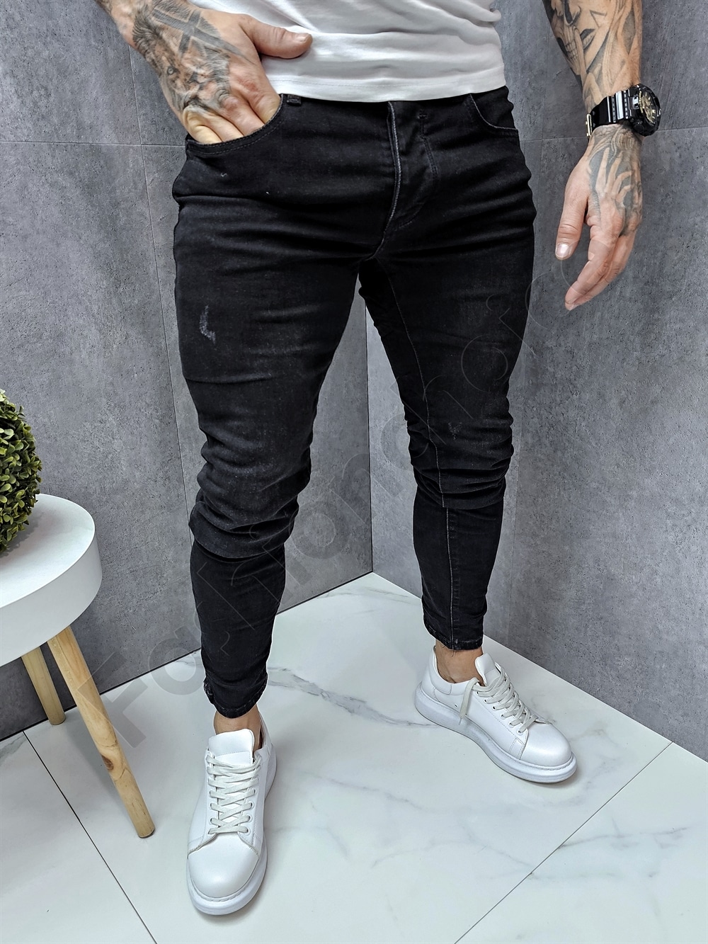 Ανδρικό τζιν παντελόνι Skinny Fit /33-40/-μαύρο-κωδ 7723