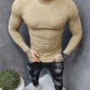 Πουλόβερ ζιβάγκο λεπτής πλέξης Slim Fit-μπεζ-κωδ 663-5