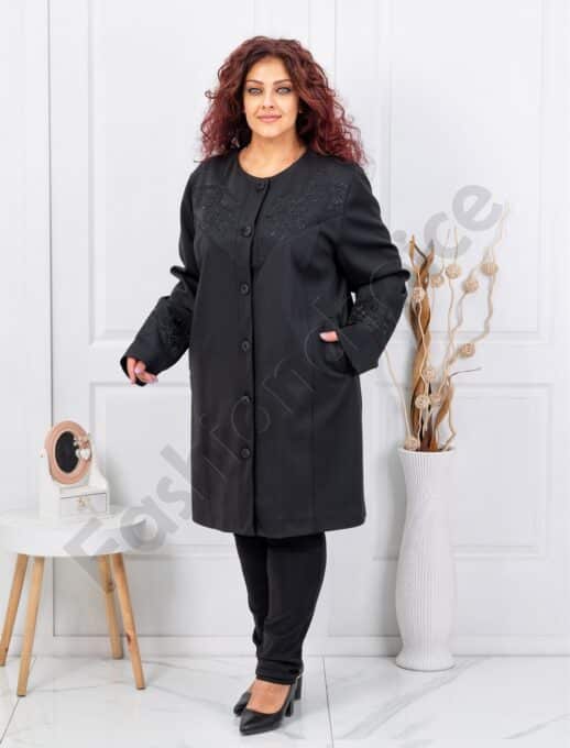 Plus size παλτό με κέντημα και στρας-κωδ 30021