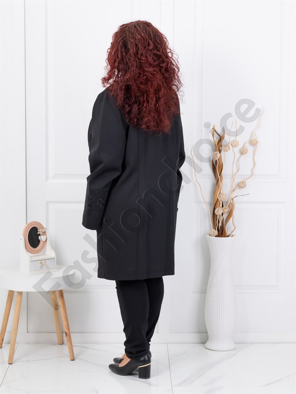 Plus size παλτό με κέντημα και στρας-κωδ 30021