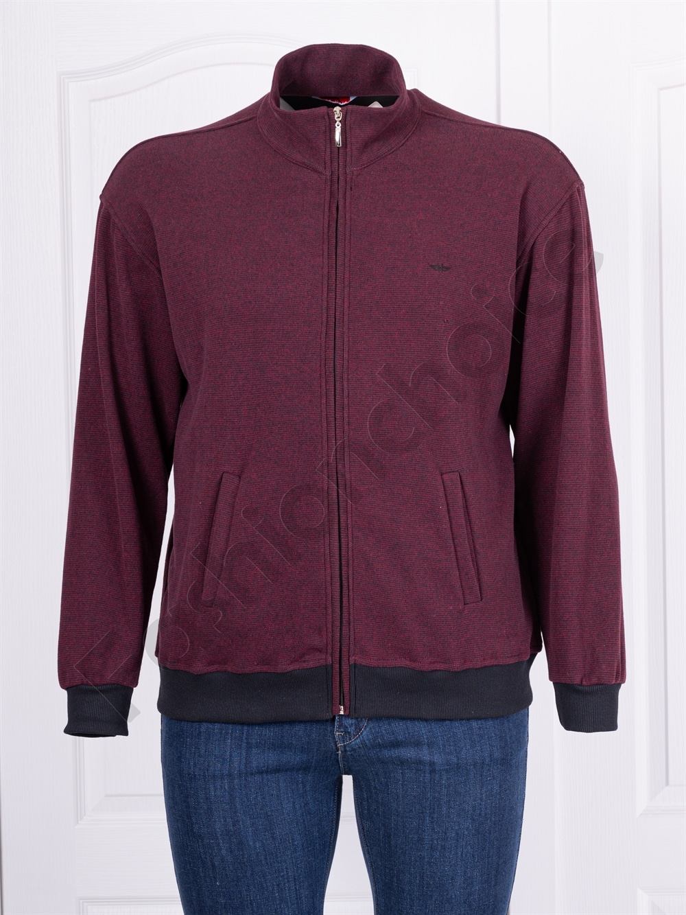Plus size ανδρική Fleece ζακέτα-μπορντό-κωδ 174/178-1