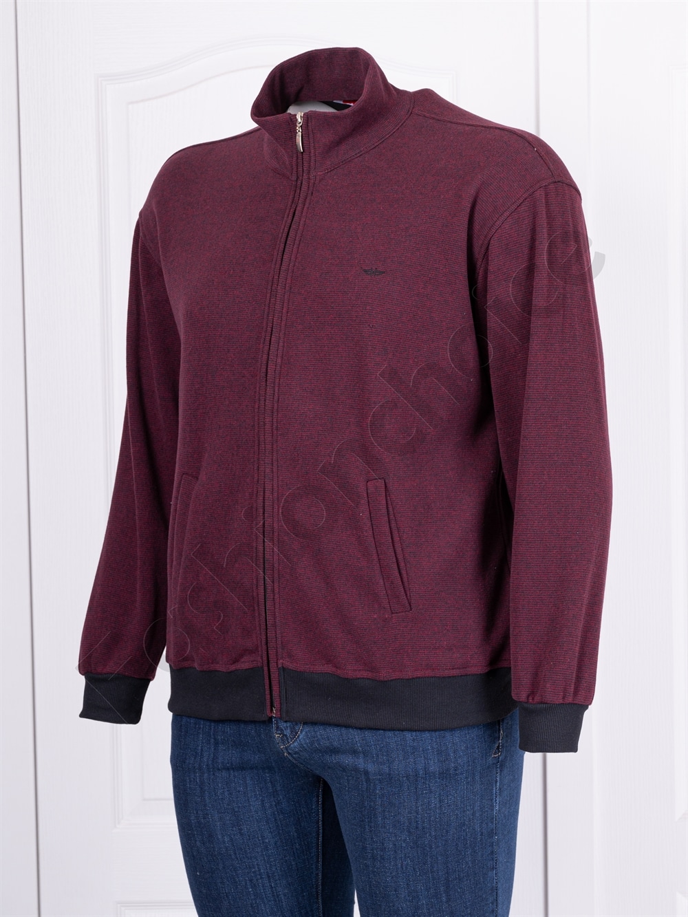 Plus size ανδρική Fleece ζακέτα-μπορντό-κωδ 174/178-1